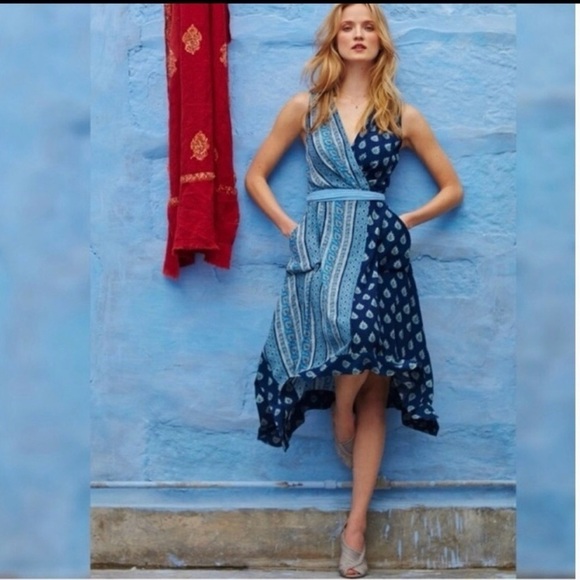 Anthropologie Maeve Paisley Bandana Patchwork Motif Midi Knee Length Dress, Sz 2 - Picture 2 of 11